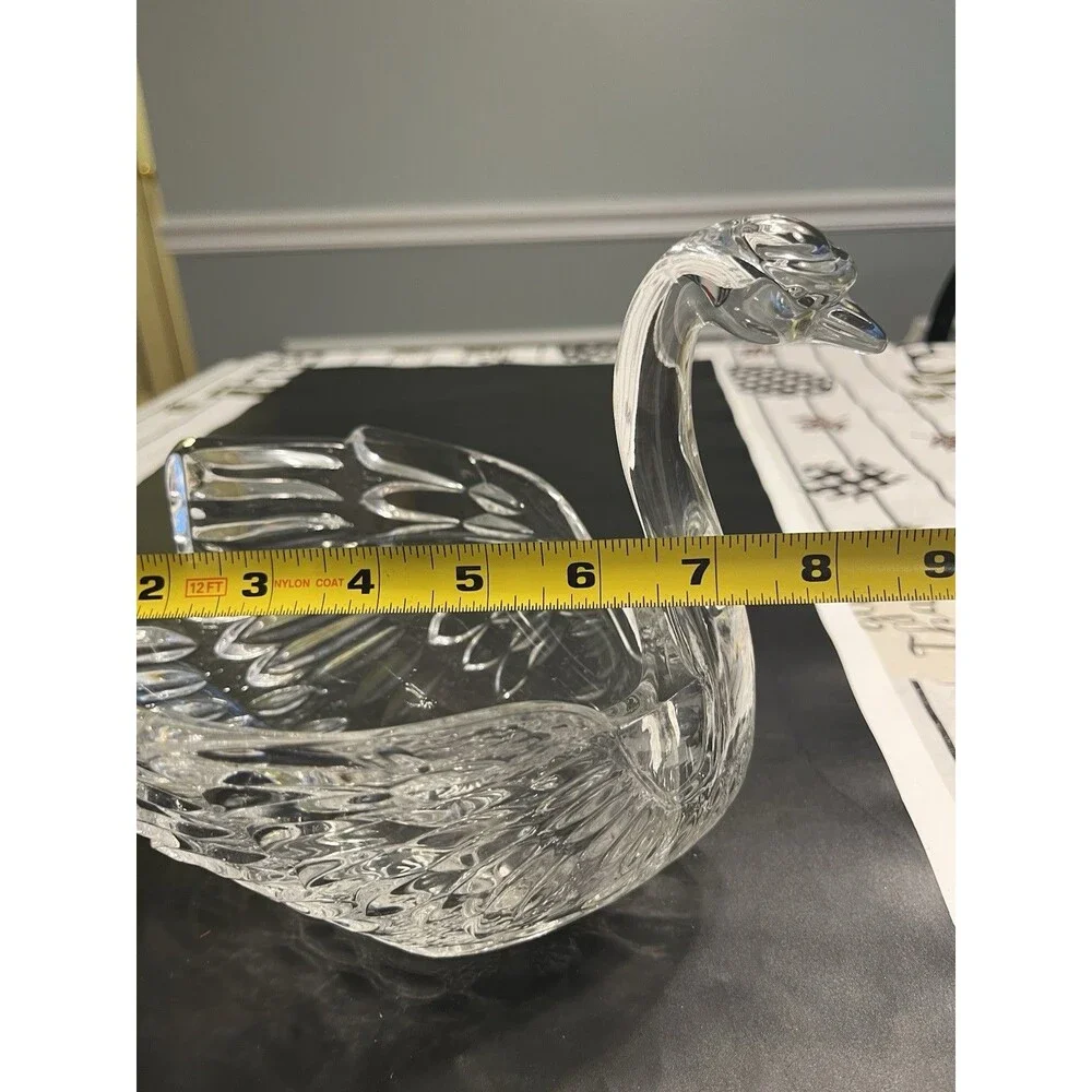 Clear Crystal Glass Swan Large Candy Dish